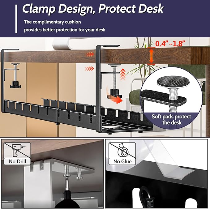 Shikha Cable Management Under Desk, 15.7"-31" Retractable Cable Management Tray - Image 5