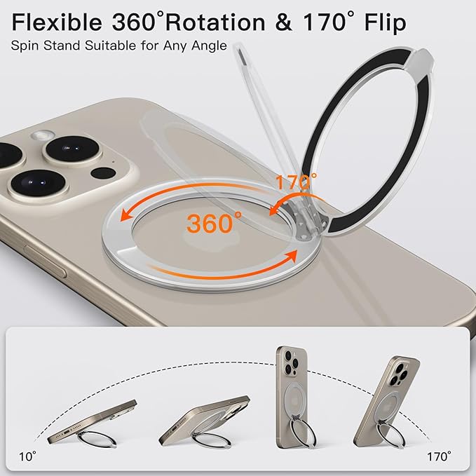 COOLQO 1Pc 360 Spin Cell Grip Ring Phone Stand Magnetic Holders - Image 3