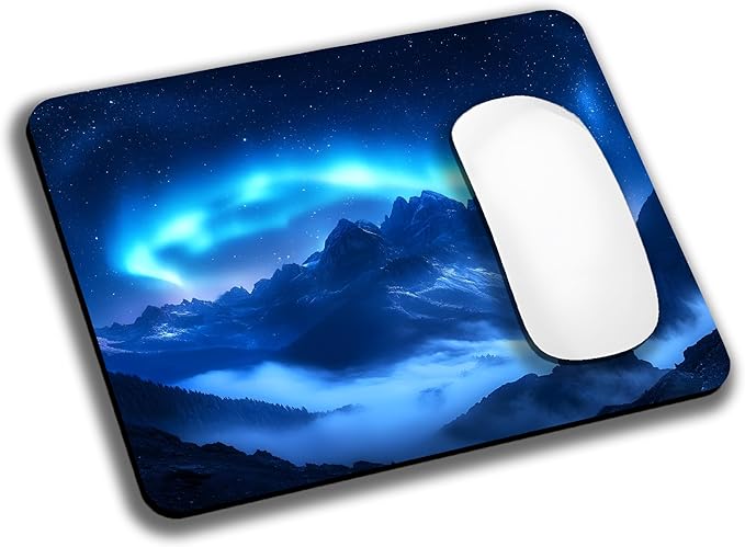 Blue Aurora Mountains Mouse Pads by EASTSMOOTH