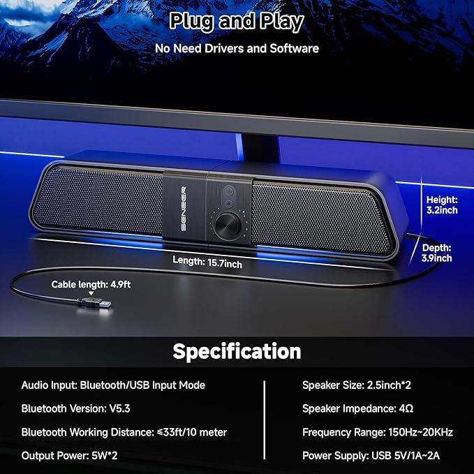 SENZER CS20 2 in 1 Bluetooth Computer Speakers - Image 8