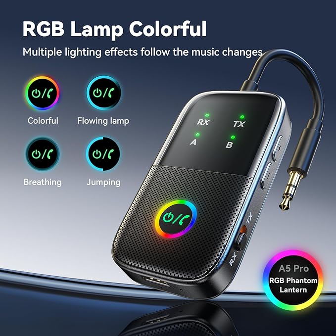 A5 Pro Bluetooth Transmitter Receiver, 2-in-1 Airplane Bluetooth Adapter - Image 2