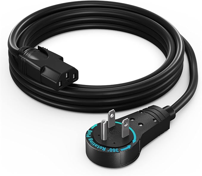 Maximm Monitor Computer Power Cord 6 Ft Flat Plug 360° Rotating PC Cable 3 by MaximmCable