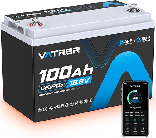 12V 100AH Bluetooth LiFePO4 Lithium Battery by VATRERPOWER