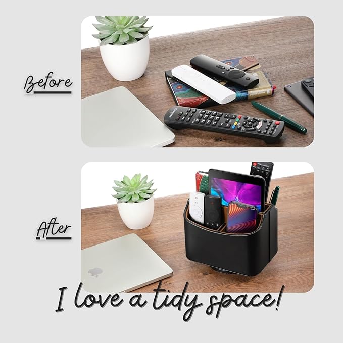 Remote Control Holder, Spinning Desk Organizer, Nightstand Bedside Caddy - Image 4