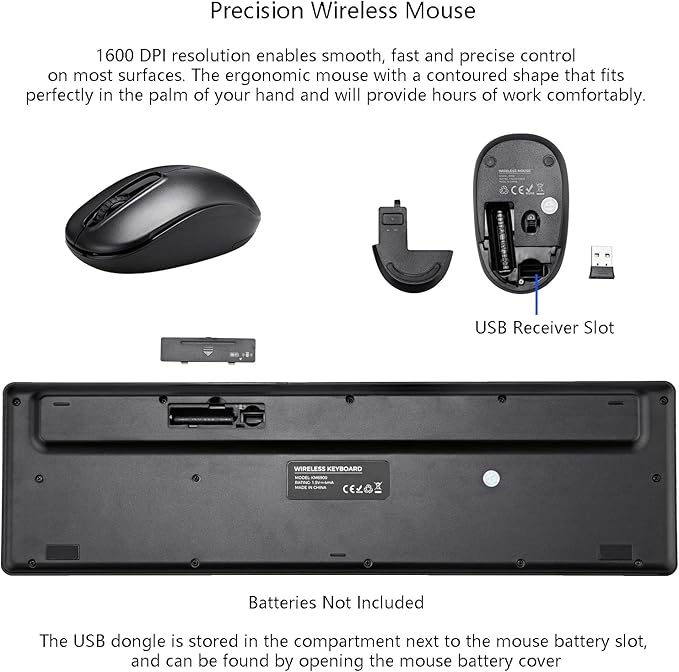 Wireless Keyboard and Mouse Combo, 2.4G Silent Cordless Keyboard Mouse Combo - Image 6
