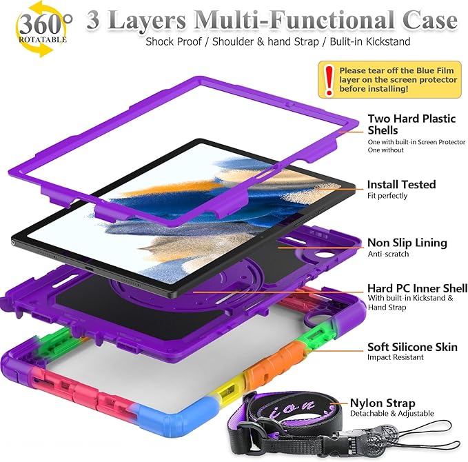 SEYMAC stock Case for Samsung Galaxy Tab A8 10.5'', Full-Body Drop Protection - Image 8