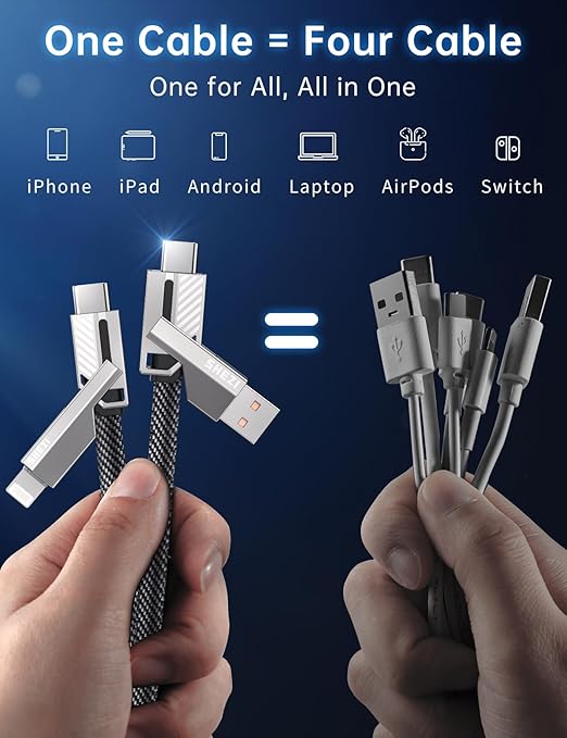 4-in-1 Compatible with USB C to Lightning Cable, 240W High-Speed Charging & - Image 8