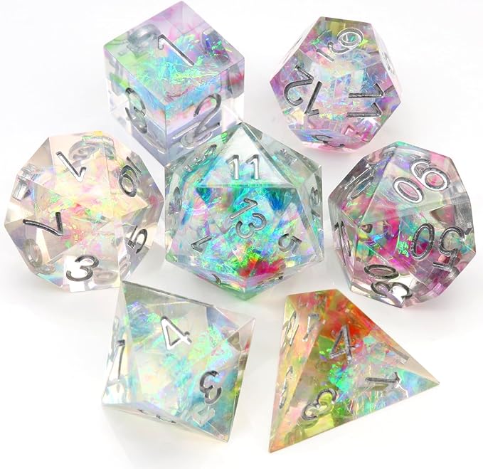 Haxtec Rainbow Sharp Edge Dice Set DND Dice by HaxtecDice