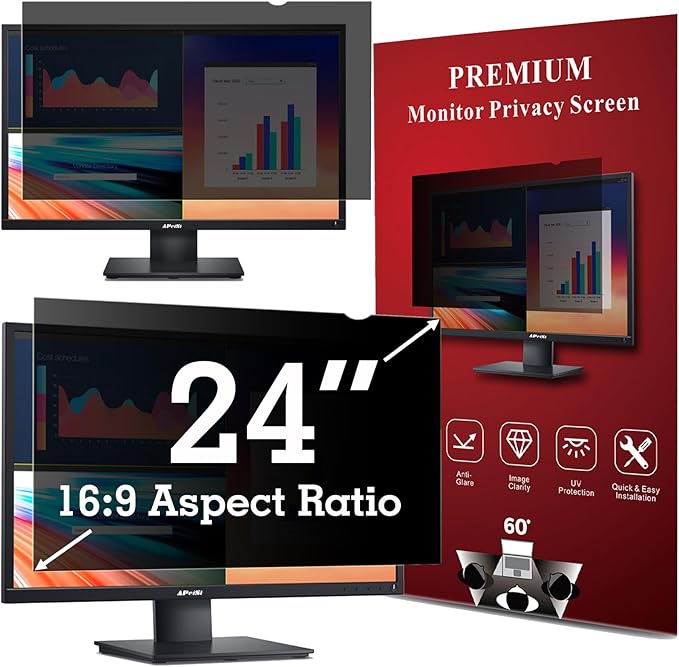 24 Inch Privacy Screen Filter for Widescreen 16:9 Monitor | Privacy Shield | by APeiSi