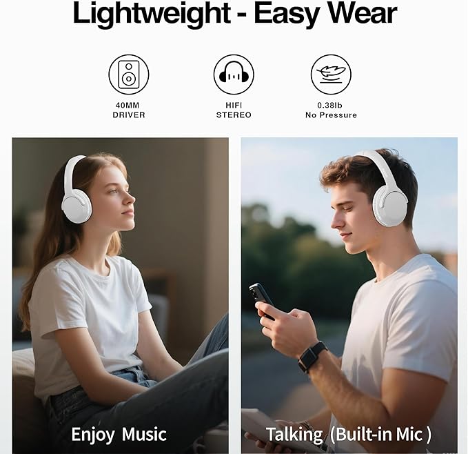 MIDOLA Bluetooth Headphones Over Ear 68H Playtime 6 EQ Wireless Headset - Image 3