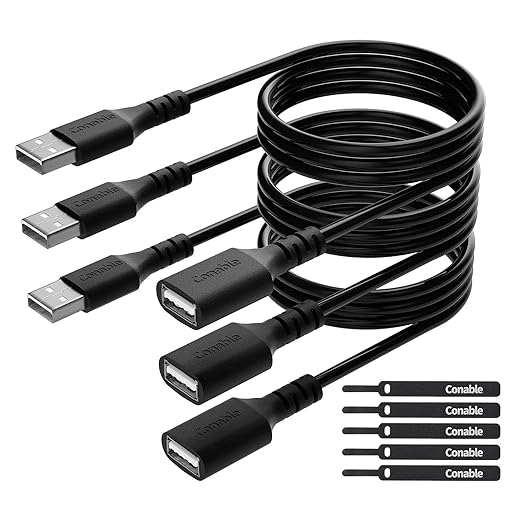 3 Pack USB Extension Cable 6 FT, USB 2.0 Type A Male to Female Extender Cord by Conable