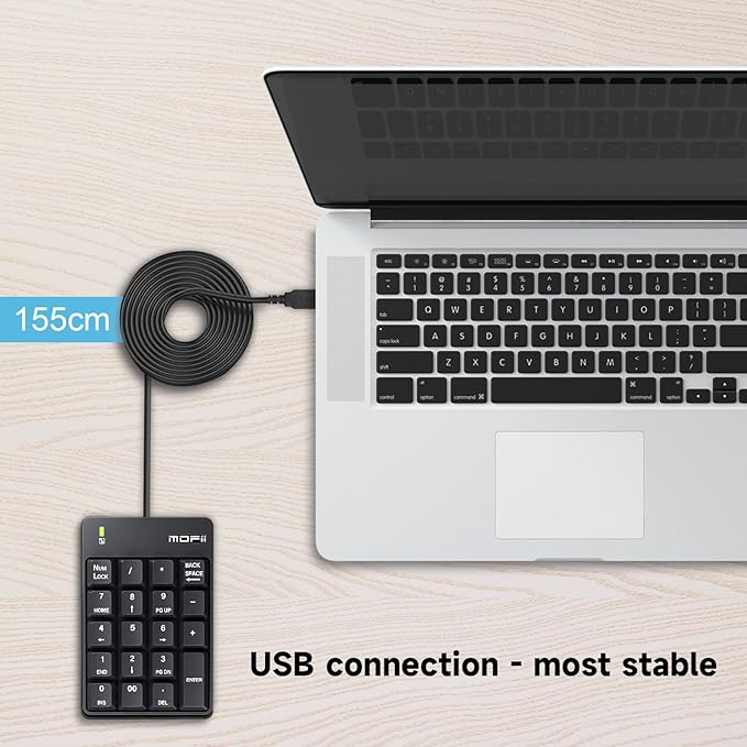 MOFII Wired Number Pad Numeric Keypad Silent 19 Keys USB Numpad, Portable - Image 3