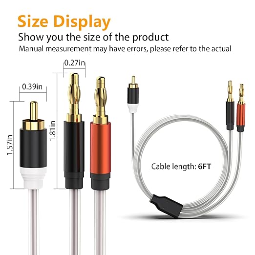 HOSONGIN RCA to Banana Plug Speaker Cable 6 Feet -2 Pack - Image 6