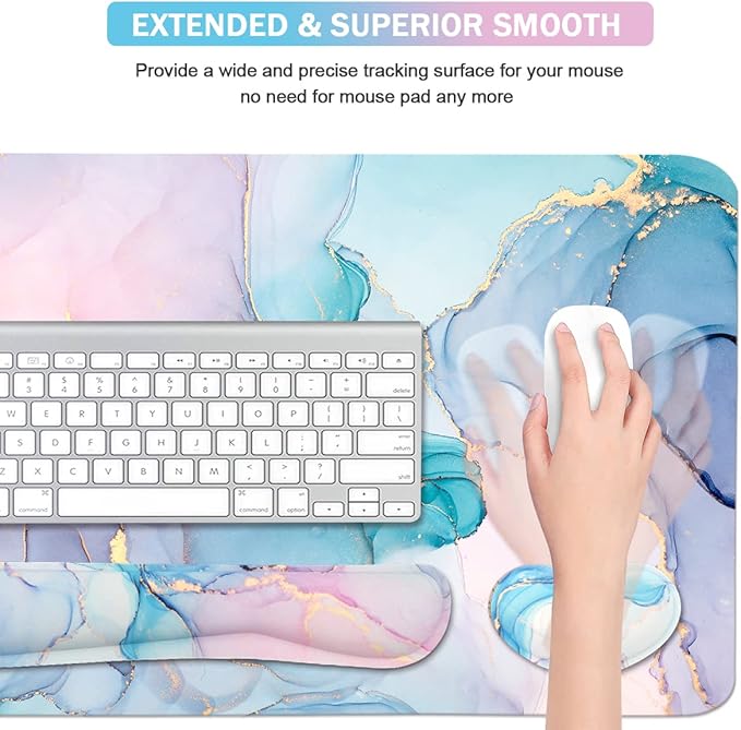 Large Mouse Pad Desk Dad, 4-in-1 Keyboard Wrist Rest Pad & Wrist Support Mouse - Image 4