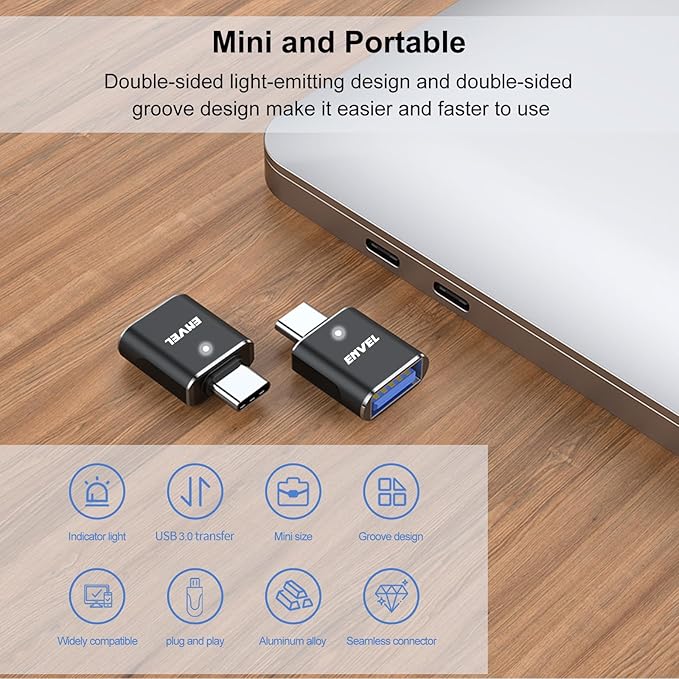ENVEL USB to USB C Adapter, USB3 5Gbps High Speed Data Transfer, OTG Converter - Image 3