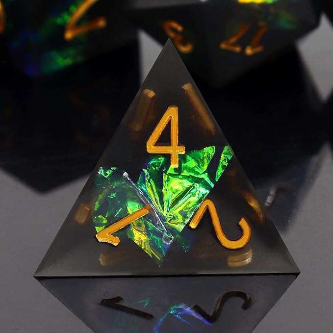 Haxtec DND Dice Set Black Sharp Edge Resin Dice - Image 3