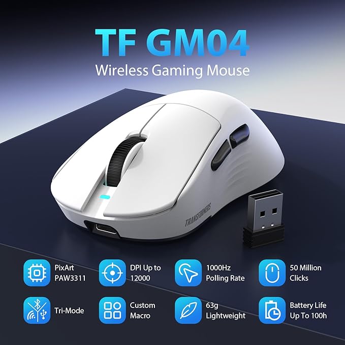 Transformers GM04 63g Lightweight Wireless Gaming Mouse, 12000 DPI, PAW3311 - Image 3