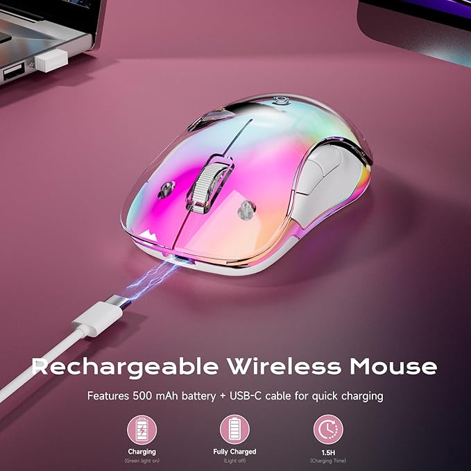 memzuoix 2.4G LED Wireless Mouse, Rechargeable Ergonomic Mouse - Image 4