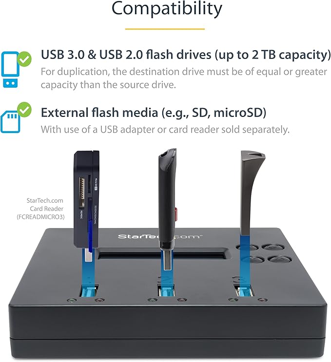 StarTech.com Standalone 1 to 2 USB Flash Drive Duplicator / Cloner / Eraser - Image 3