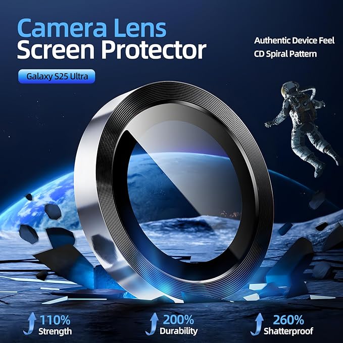 X-it Camera Lens Protector for Samsung S25 Ultra, 9H Tempered Glass, - Image 2