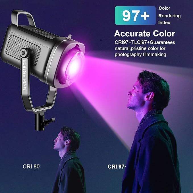 GVM 150W LED Video Light 2700K~7500K RGB Video Light Photography Studio Light - Image 3