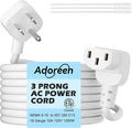 Adoreen 15 Ft Computer TV Replacement Power Cord White, Low Profile Flat Plug by Adoreen