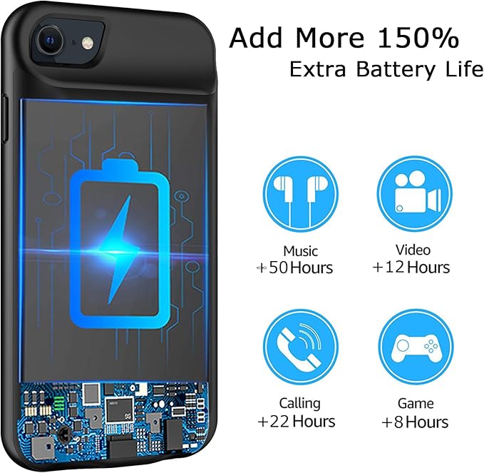 Battery Case for iPhone 8/7/6s/6/SE 3/SE 2, Upgraded 10000mAh Portable Battery - Image 3