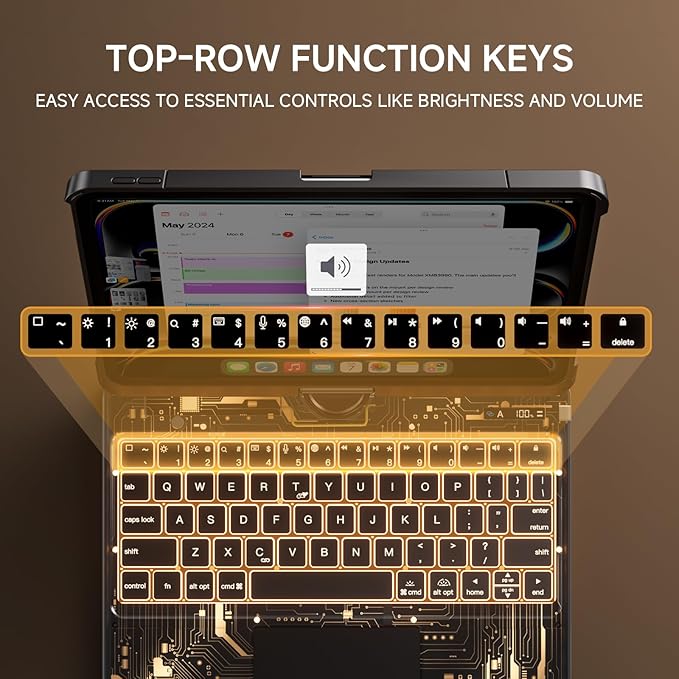 Transparent Case with Keyboard for iPad Air 13 Inch, iPad Pro 12.9 Inch - Image 8