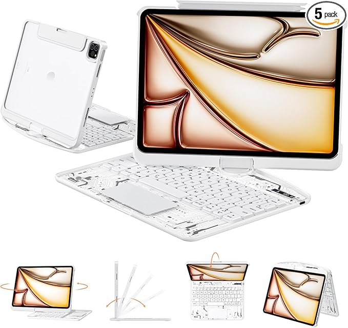 Transparent Case with Keyboard for iPad Air 13 Inch, iPad Pro 12.9 Inch by Tiaota