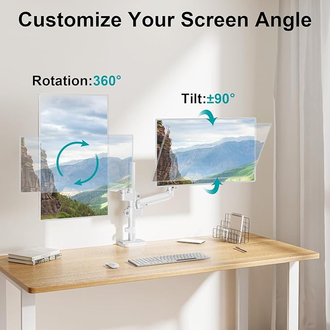 MOUNT PRO Dual Monitor Mount for 13-32" Computer Screen, Tall Monitor Stands - Image 7