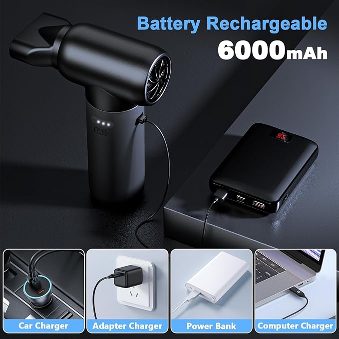 Electric Air Duster, 000 RPM 3 Gear Adjustable Cordless Air Blower, 6000mAh - Image 6
