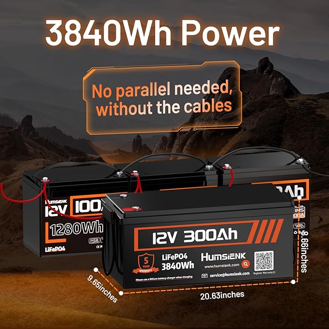Bluetooth 12V 300Ah Battery LiFePO4 Lithium Built-in 100A BMS, 15000 Deep - Image 5