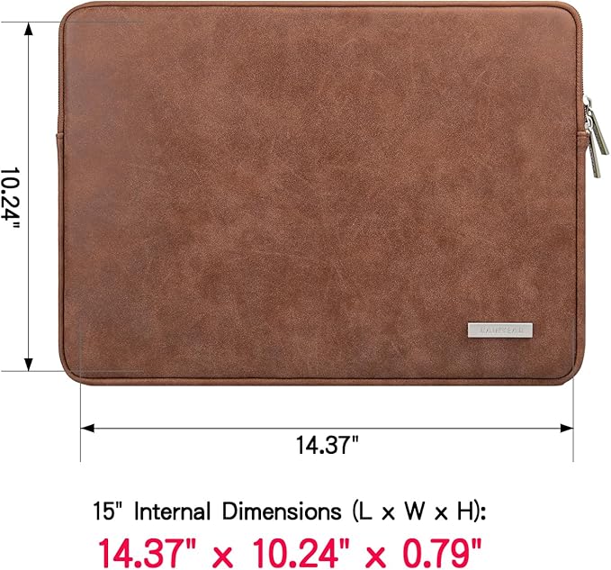 RAINYEAR 15 Inch Laptop Sleeve PU Suede Leather Case Padded Cover Water - Image 3