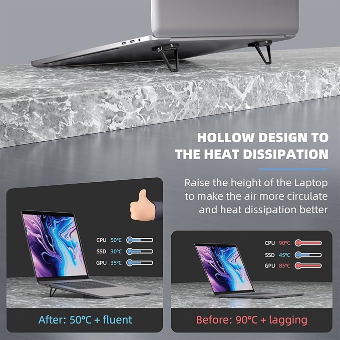 Laptop Stand for Desk, Portable Anti-Slip Keyboard Riser, Zinc Alloy Keyboard - Image 3