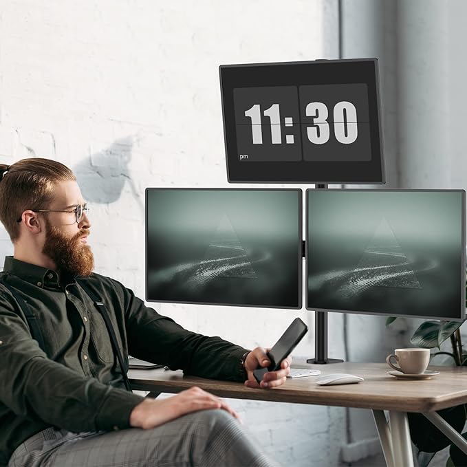 WALI Triple Monitor Mount for 13-27 inch Computer Screens, 3 Monitor Desk Mount - Image 2