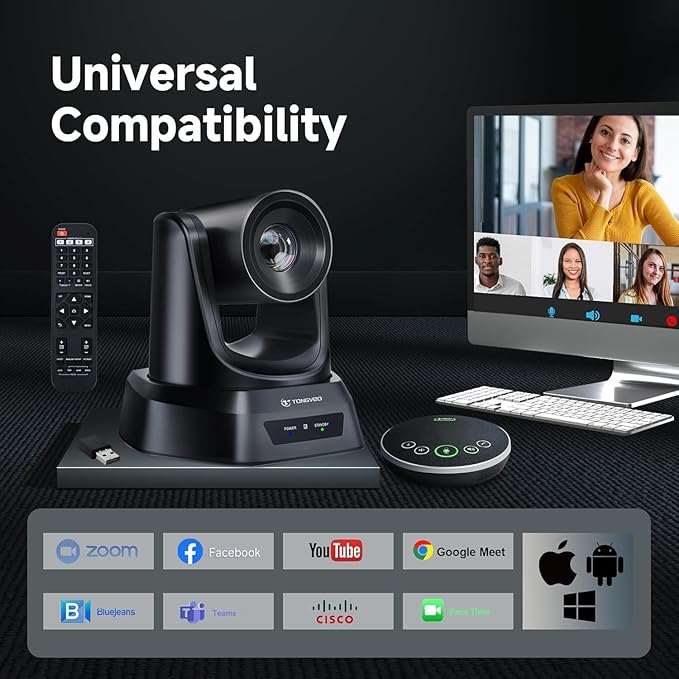 Wireless Conference Room Webcam, Church Live Streaming 20X USB 1080P 60fps PTZ - Image 5