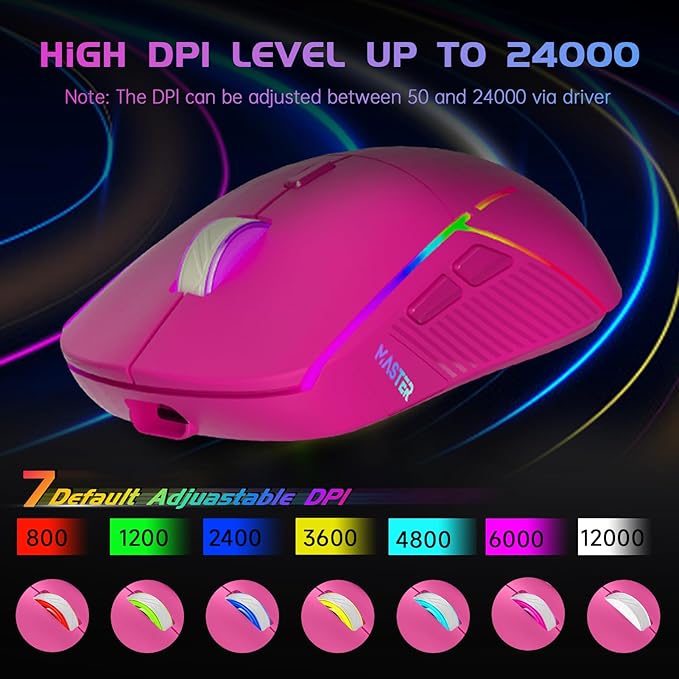 FFJ Wireless Gaming Mouse, 24000 DPI, Tri-Mode 2.4G/USB-C/Bluetooth 5.3 Gaming - Image 3