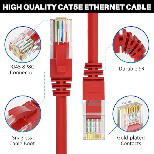 Cat5e Ethernet Cable 100 FT, Cat 5e Internet Cable, Standard RJ45 Connector - Image 2