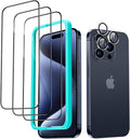 ESR 3+1 Pack for iPhone 15 Pro Max Screen Protector, 3 Black Edge by ESR