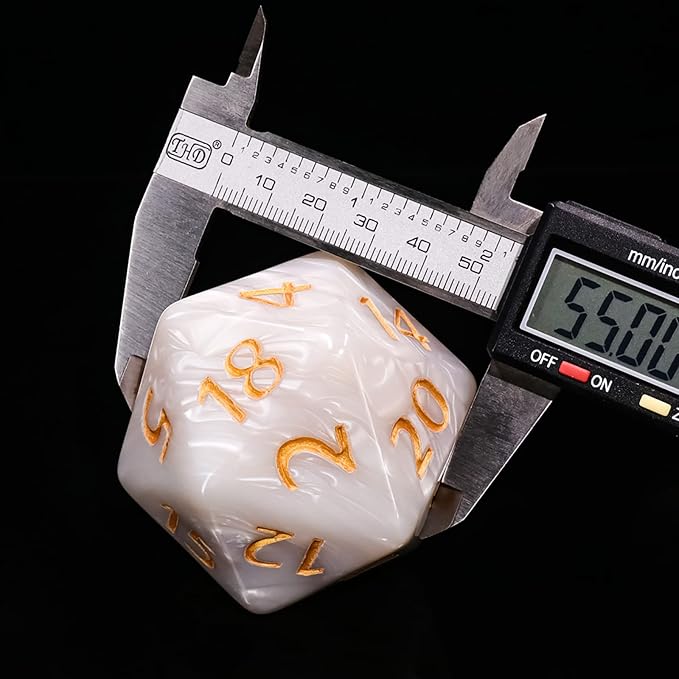 20 Sided DND Dice, D20 Giant Polyhedral Dice, 55mm Titan Large Pearl Color D20 - Image 3