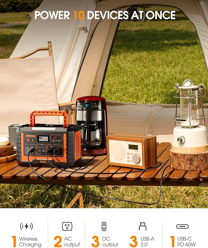 EBL 1000W Solar Generator with 200W Portable Solar Panel, Power Station 1000W - Image 2