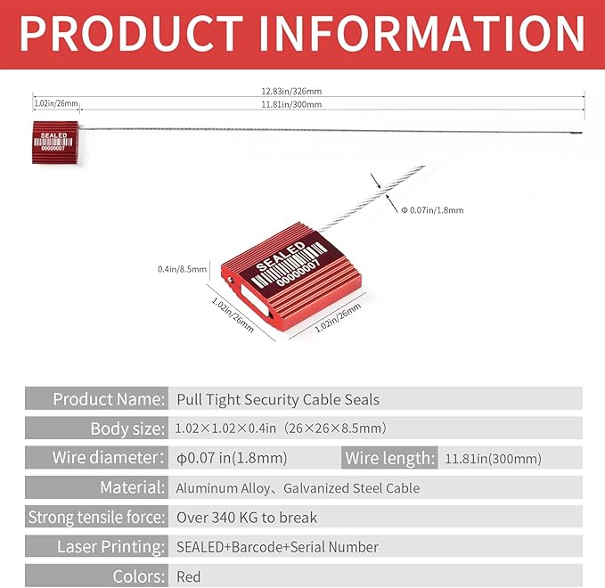 100 Red Steel Cable Seals With Barcode - Image 3
