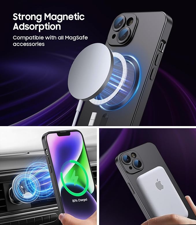 Magnetic for iPhone 14 Plus Case Slim Soft Silicone Bumper Shockproof Metallic - Image 2