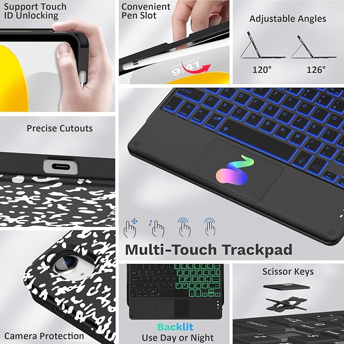 MoKo Touch Keyboard Case for iPad 11th Generation 11 inch 2025, iPad 10th - Image 3