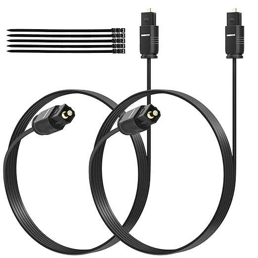Adoreen Ultra-Thin Slim Digital Optical Audio Cable 8 FT/2 Pack, Fiber Optic by Adoreen