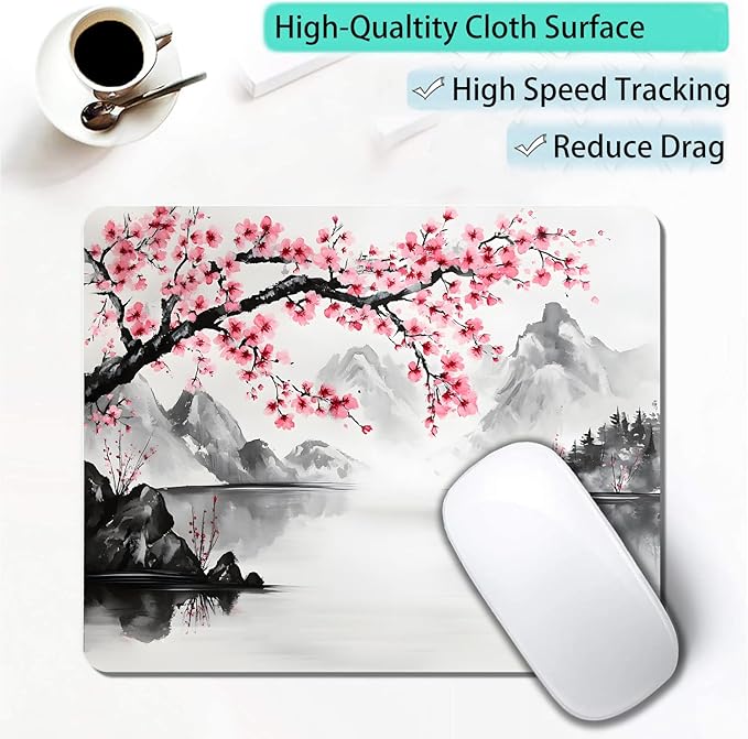 Watercolor Cherry Blossom Japanese Custom Mouse Pad - Image 3