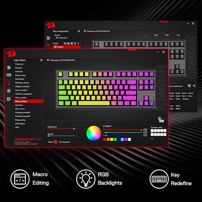 Redragon K737 PRO Wireless 87 Keys Gasket Gaming Keyboard, 80% Premium CNC - Image 8
