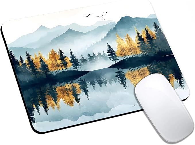 Mouse Pad, Cute Abstract Mountain Forest Mouse Pads by HUOCAIREN