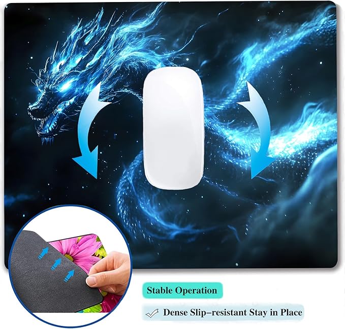 Witchy Blue Japanese Dragon Custom Mouse Pad - Image 5
