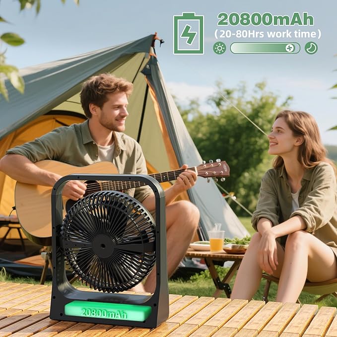 8-inch USB Portable Fan - 20800mAh Rechargeable Battery Operated Fan - Personal - Image 3